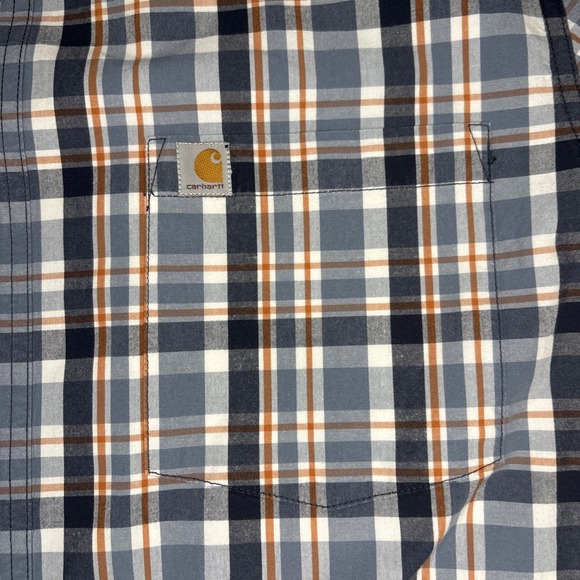 Carhartt Shirt Lot Of 2 Men XL Red Blue Plaid Relaxed Fit Short Sleeve Button Up - Picture 10 of 12
